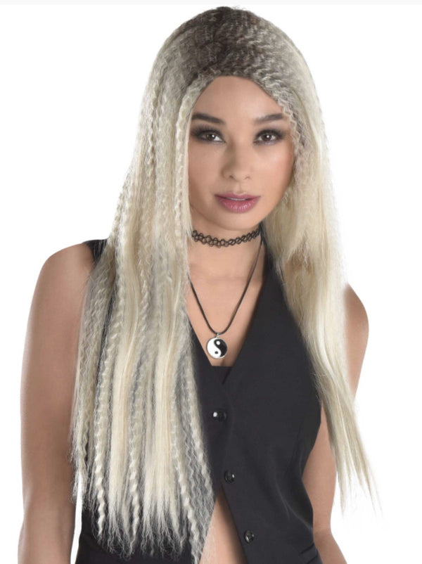 LADIES LONG PLATINUM CRIMPED WIG